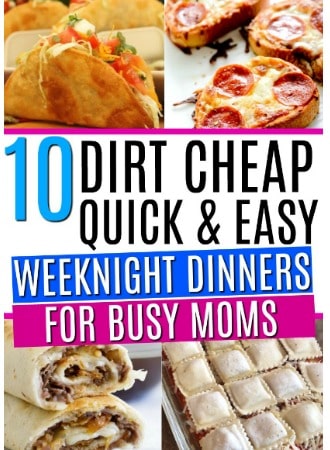 10 quick and easy weeknight dinners on a budget. These weeknight dinners are perfect for feeding your family for cheap. 15 minute kid friendly dinners perfect for busy moms!
