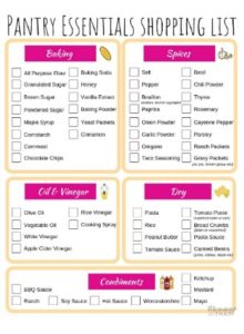 Must have pantry essentials for successful meal planning. Basic pantry staples on a budget. Click to download the FREE printable.