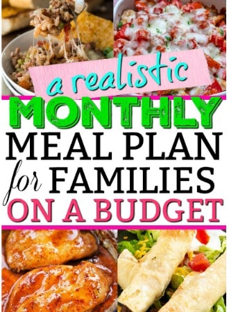 Realistic monthly meal planning for families on a budget! 31 days of budget friendly dinners. Quick, easy and affordable these dinners ideas will make meal planning for your family a breeze. Perfect for busy weeknights.